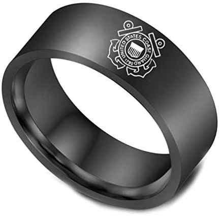 Coast Guard Ring, United States Coast Guard Ring, 8mm Black Tungsten Ring,  Black Wedding Band, Black Tungsten Band, Military Ring, United States coast  Guard