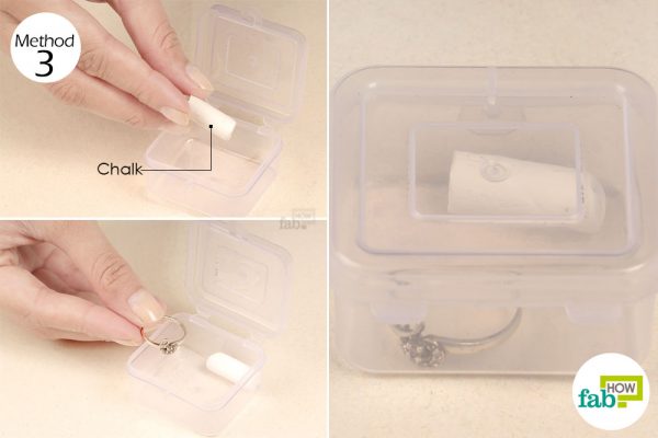 Single Step Method Keep A Piece Of Chalk In The Jewelry Box Jewelry Hacks 600x400 1